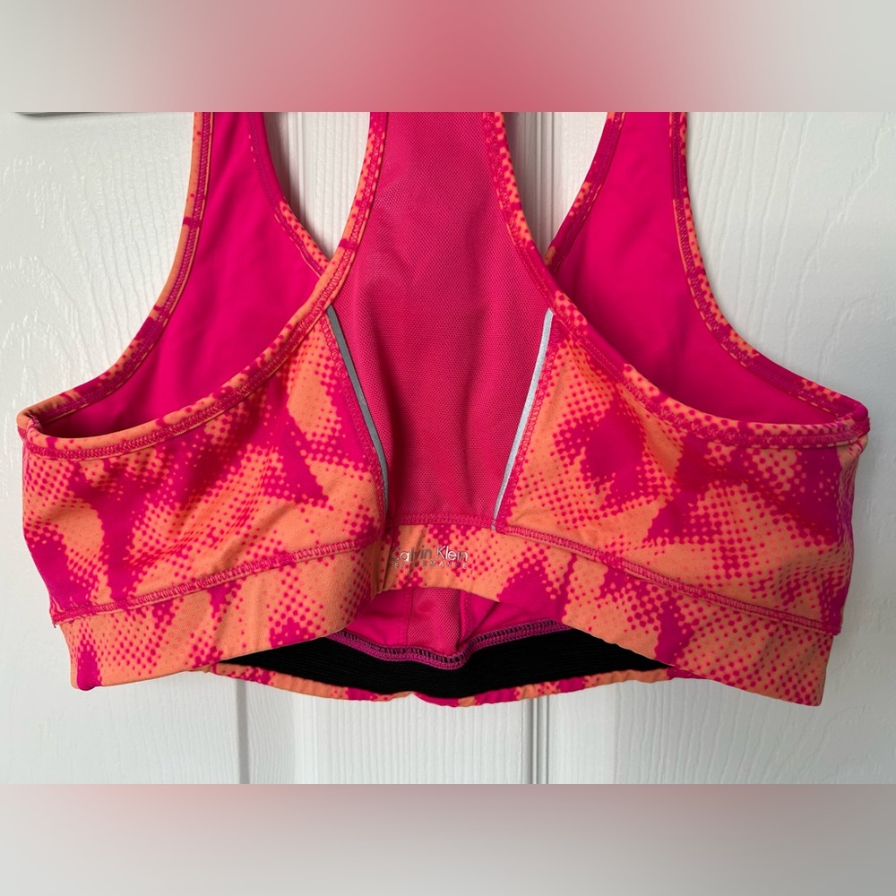 Calvin Klein Performance Quick Dry Pink and Orange Athletic Sports Bra Size XL - Picture 11 of 14